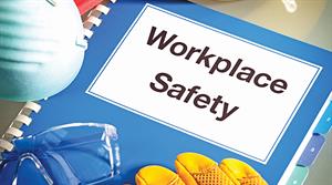 Manual on workplace safety with protective mask, gloves and goggles